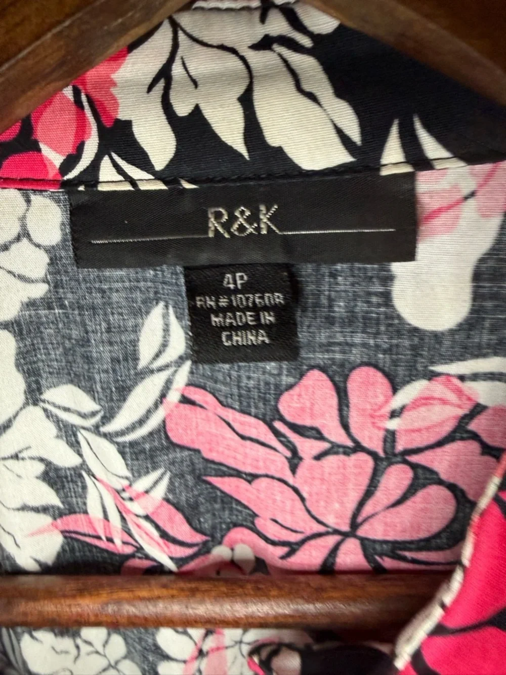 R&K Black Midi Dress with Pink & White Floral Print - Picture 3 of 5